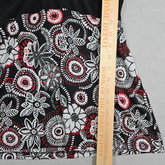 Vtg Y2K Wrapper Babydoll Blouse Womens Small Floral Black White Red Tie Back - Picture 12 of 13